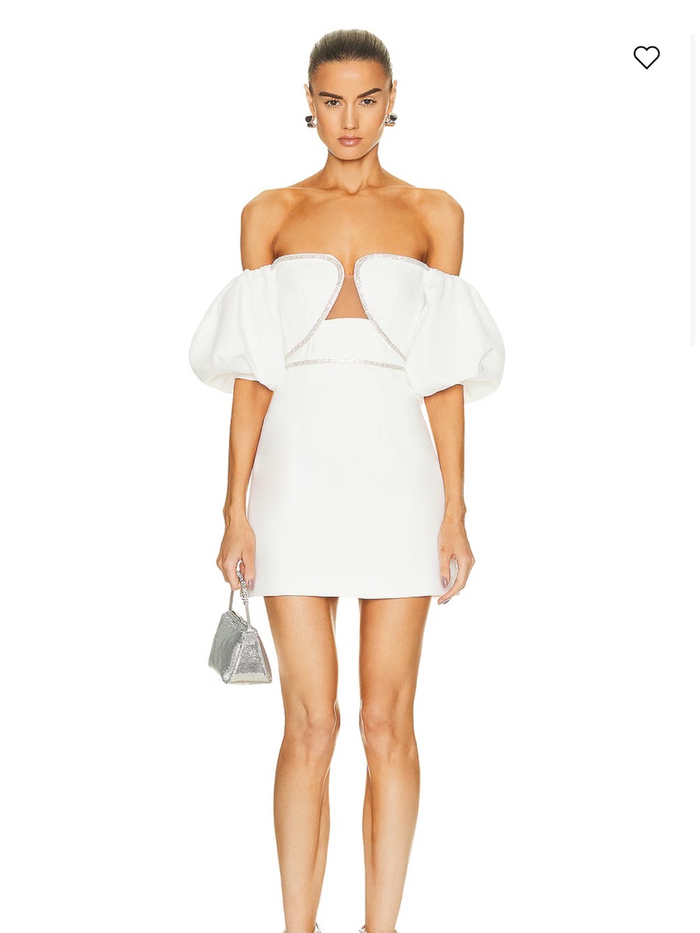 Self-Portrait White Off-Shoulder Mini Dress with Puff Sleeves